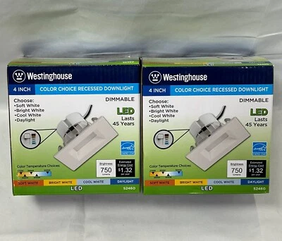 Westinghouse 11R/4"/LED/DIM/SQ/FL/27-50, 4" LED Recessed Retrofit CCT, Pack of 2 - Image 1 of 4