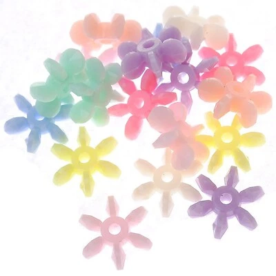 200 Mixed Pastel Color Acrylic Starflake Spacer Beads 12mm Jewelry Making Craft - Image 1 of 4