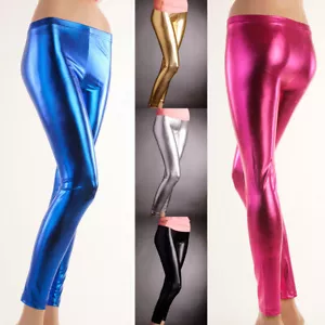 Sexy Leggings de cuero sintético metálico elástico metálico para mujer - Imagen 1 de 30