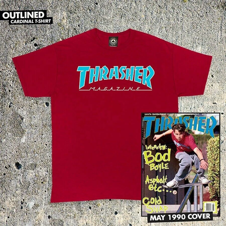 Thrasher Magazine OUTLINED SKATE MAG LOGO Skateboard T Shirt CARDINAL RED - Image 1 of 1