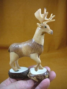 TNE-DEER-646A) tan Buck Deer TAGUA NUT nuts palm figurine in rut antlers - Picture 1 of 5