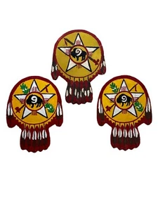 3 Tribal Native Buffalo Dream Catcher Star Painted Ceramic Wall Plaque Scout Art - Picture 1 of 6