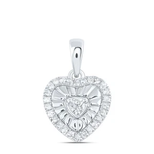 Sterling Silber Damen runder Diamant Herz Anhänger 1/8 cttw - Bild 1 von 2