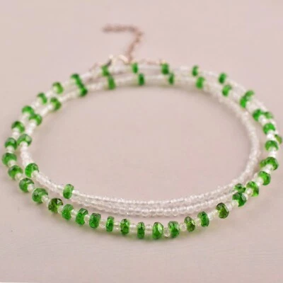 Natural Chrome Diopside and White Topaz necklace in 925 sterling silver for her - Image 1 of 4