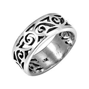 Everyday Soft Open Swirl Band Sterling Silver Ring-9 - Picture 1 of 5