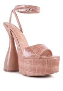 DROP DEAD PATENT CROC ULTRA HIGH PLATFORM SANDALS - Picture 1 of 17