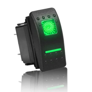Green Illuminated LED Rocker Switch 12V 20A 5-pin Toggle Switch Car Boat ATV - Picture 1 of 6