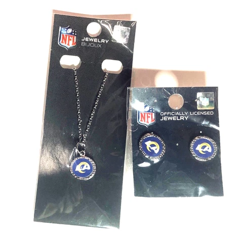 NFL Los Angeles LA Rams Earrings and Necklace with Charm Collectible Jewelry Cover