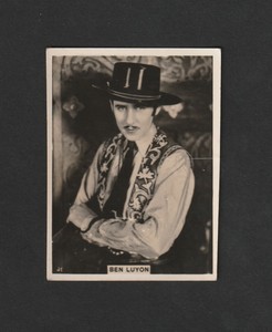 1920s BEN LYON #C-38 CRACK Cigarettes Film Stars card Uruguay