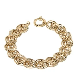 l8" Sevilla Gold All Shiny Multi Oval Link Bracelet Real 14K Yellow Gold HSN - Picture 1 of 2