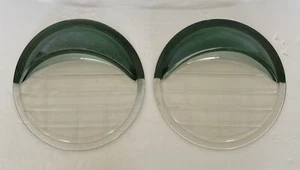 MACBETH-EVANS #4710 GENUINE GREEN EYEBROW HEADLIGHTS LENS PAIR OF 9 1/4" OD OEM - Foto 1 di 17