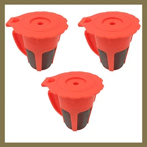 3 Keurig 2.0 Orange K Carafe Reusable Refillable K-Cups Coffee Filter - Picture 1 of 7