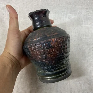 Vintage Raku Pottery Vase 6" Artist Signed - Picture 1 of 7