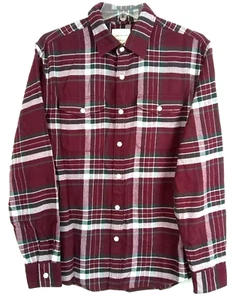 Camicia American Eagle uomo M 17'' super morbida bottoni bordeaux quadri flanella usata in ottime condizioni - Foto 1 di 8