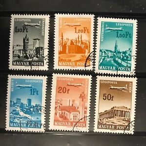 HUNGARY postage stamps lot of 6 airplanes over Budapest