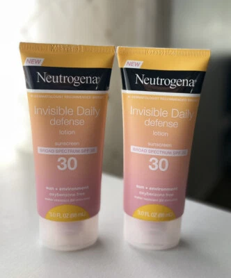 2 Neutrogena Invisible Daily Defense Loción Protector Solar FPS 30 Exp 10/2023 3oz Foto 1 de 4