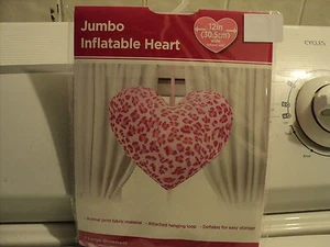 Jumbo INFLATABLE HEART 12" Ornament PINK Animal Print Fabric Reusable New - Picture 1 of 2