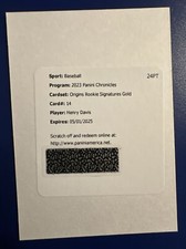 2023 Panini Chronicles Origins Rookie Signatures GOLD Redemption Henry Davis /10