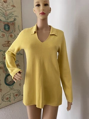 Dana Buchman Ribbed 100% Cotton Knit Pullover Tunic Sz Med Yellow EUC - Image 1 of 4