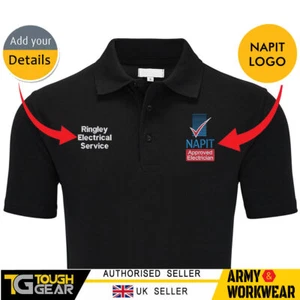 Camisa polo personalizada bordada NAPIT con nombre/texto de empresa eléctrica - Imagen 1 de 19