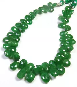 Natural Green Garnet Gems 8 Inch Faceted Tsavorite Pear Beads 6-11mm DIY LC-1074 - Picture 1 of 7