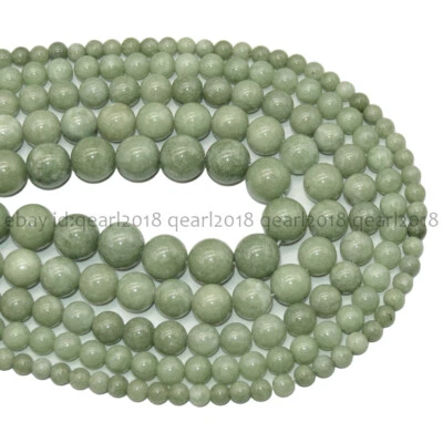 Cuentas sueltas de piedras preciosas redondas de jadeíta verde natural A 6/8/10/12/14 mm 15"" Foto 1 de 4