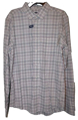 Camisa de Vestir George Blanca Púrpura Cuadros Popelina LS Cuello Abotonada Talla S Nueva con Etiquetas Foto 1 de 3