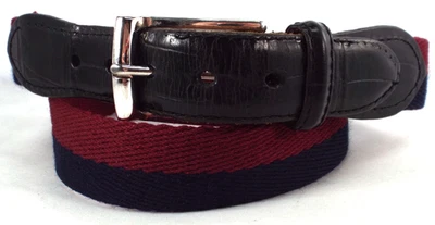 EUC Martin Dingman Handmade Black Leather & Natural Linen 1 1/8" Golf Belt Sz 36 - Image 1 of 4