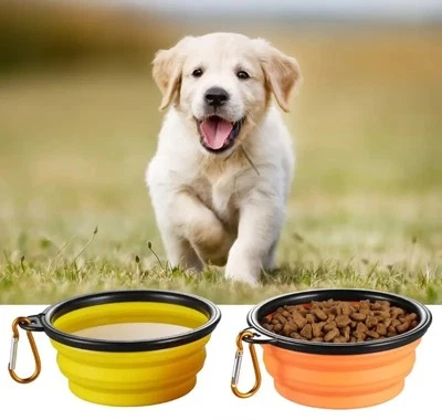 Ciotola Pieghevole in Silicone per Cani e Gatti Portatile Viaggi Magazzino ITA  - Immagine 1 di 4
