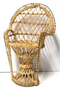 Miniature Wicker Chair Rattan Wicker Doll Chair 9" 1970's Vintage - Picture 1 of 2