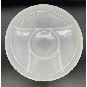 Inverted Floral 11.5" Divided Platter Milk Glass Serving Plate - Picture 1 of 2