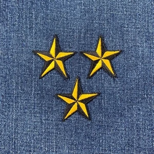3-Pack Nautical Star Applique Patch - Yellow Black Tattoo Embroidered Badge 1.5" - Picture 1 of 2