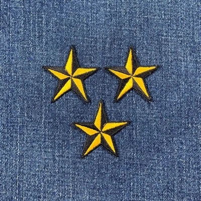 3-Pack Nautical Star Applique Patch - Yellow Black Tattoo Embroidered Badge 1.5" - Image 1 of 2