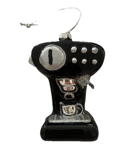 Vetro macchina caffè espresso nero e argento decorazione natalizia - Foto 1 di 5