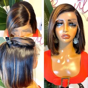 Silky Natural Color/30 Highlighted Full Swiss Lace Human Hair Wig - Picture 1 of 12