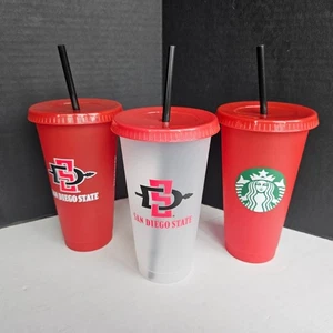 Starbucks San Diego State Aztecs Reusable Cold Cups 3er Set Neu Open Box - Bild 1 von 5