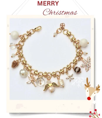 Vergoldetes Weihnachtsarmband Charm Festlicher Armschmuck Geschenk Advent Frauen - Bild 1 von 4