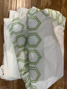 Michael Kors Bettbezug weiß Baumwolle Full Queen hellgrün bestickt Bordüre - Bild 1 von 18