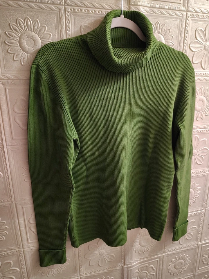 Tommy Hilfiger verde acanalado manga larga cuello alto para mujer grande Foto 1 de 4