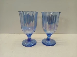 Pioneer Woman Cobalt Blue Luster Iridescent Pearline’s Goblets 15 oz. Set Of 2 - Picture 1 of 4