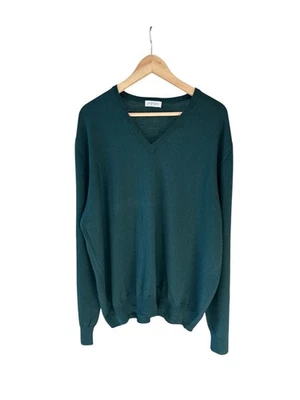 Gran Sasso Virgin Wool Sweater Mens XL Green V Neck Italy Long Sleeve 58 - Image 1 of 4