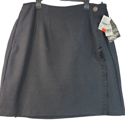 90 年代羊毛条纹裹身裙 14 黑色经典老式 Deadstock — 第 1/4 张图片