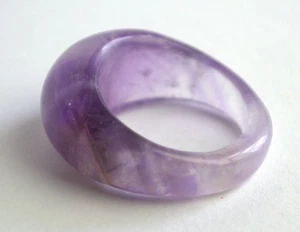 Amethyst ring Carved stone unisex rings Buffed top ring Handmade stone ring band - Picture 1 of 11