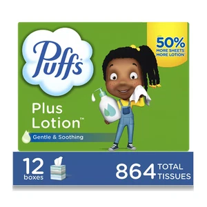 Puffs plus Lotion 2-lagige Gesichtstücher 12 Würfelboxen, 72 Taschentücher/Box - Bild 1 von 11