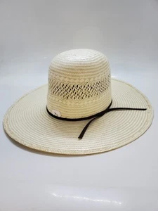 Rodeo King 25x Jute Straw Cowboy Hat Long Oval Open Crown Size 7 3/8 - Picture 1 of 9