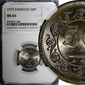 Pakistan 1975 50 Paisa Nice Toned NGC MS65 TOP GRADED KM# 38 (46) - Picture 1 of 5
