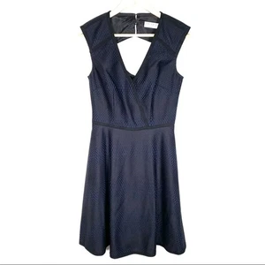 Trina Turk schwarz-blau ärmellos V-Ausschnitt knielang A-Linie Kleid Gr. 4 - Bild 1 von 6