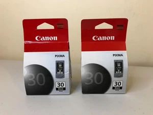 2 Genuine Canon PG-30 Black Printer Ink Cartridges Pixma NEW Sealed Boxes - Picture 1 of 5