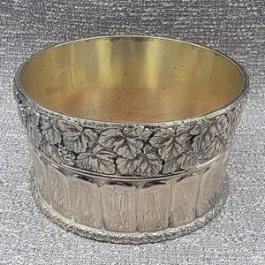 VTG Silver-toned/Chrome Grapes & Leaves Wine Coaster w/Wood & Felt Bottom 4"D - Picture 1 of 11