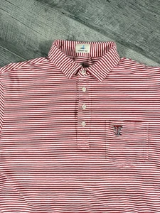 Johnnie-O Texas Tech Stetsons Striped Performance Mesh Polo Size Medium EUC - Picture 1 of 8